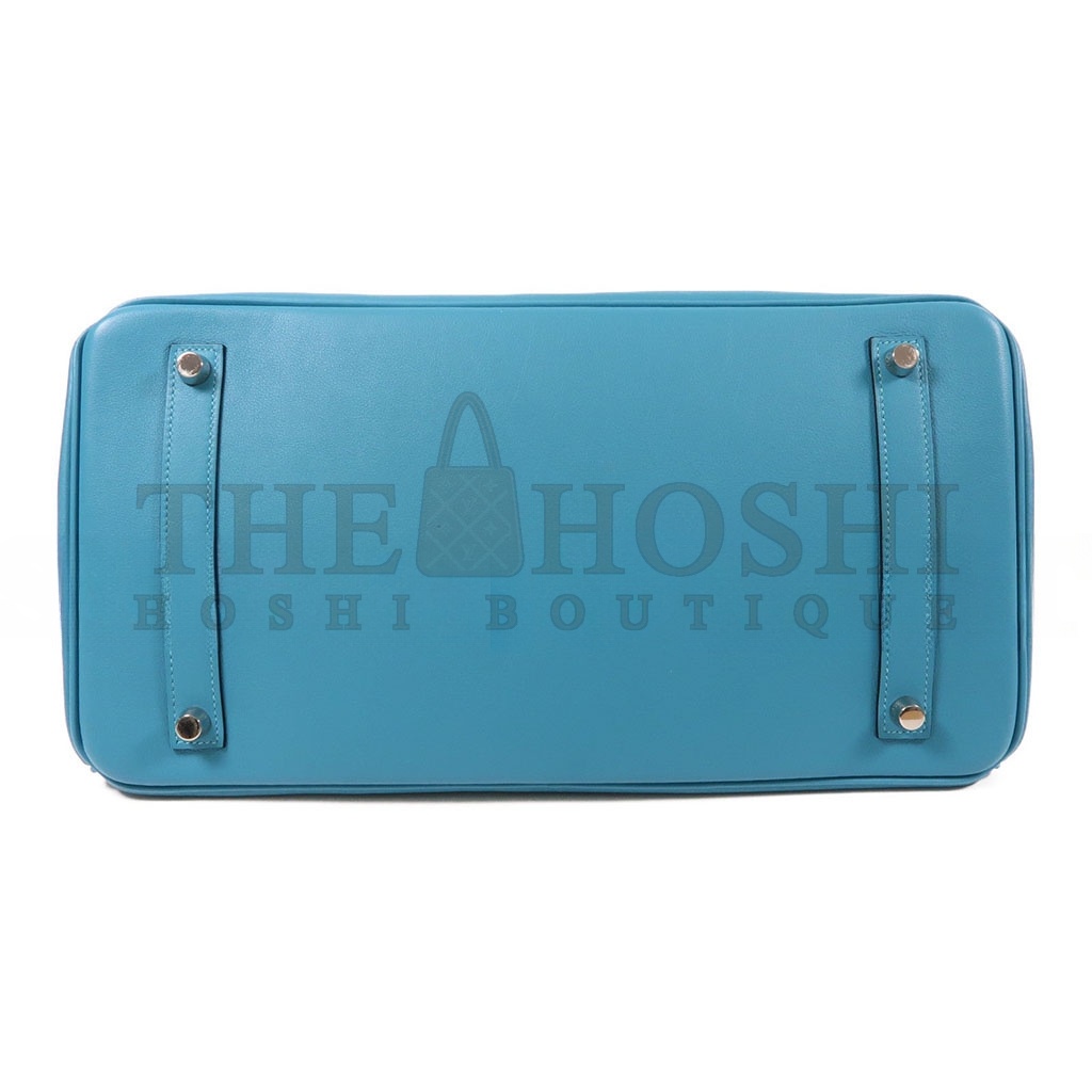 H**me5 BIRKIN 35 SWIFT AND TOGO LACE SERIES DENIM BLUE SILVER BUCKLE H082650CK05 (35*28*18cm) Master Quality